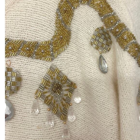 VINTAGE 90’S IB Diffusion Silk, Angora, Wool Embellished Beaded Sweater S Retro - Picture 5 of 11